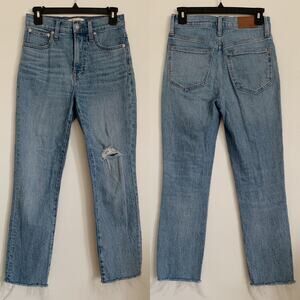 Light Wash Madewell The Mid-Rise Knee-Rip Perfect Vintage Jeans 25